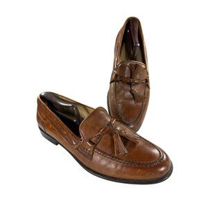 Johnston & Murphy Vintage Sz 9.5 M Brown Men's Leather Tassel Slip On Loafers